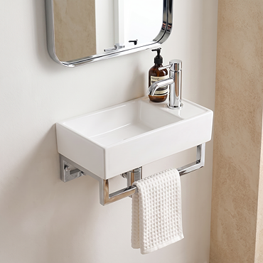 Arezzo 410 x 220mm Gloss White Compact Basin with Towel Rail
