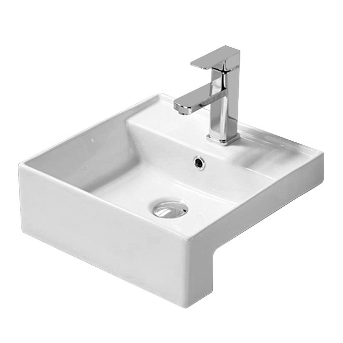 Arezzo 410mm Square Semi-Recessed Basin - Gloss White  Profile Large Image