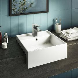 Arezzo 410mm Square Semi-Recessed Basin - Gloss White Large Image