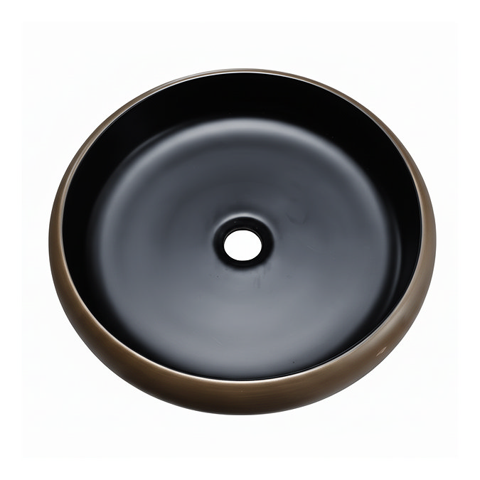 Arezzo 420mm Round Countertop Basin with Waste - Matt Black/Pewter