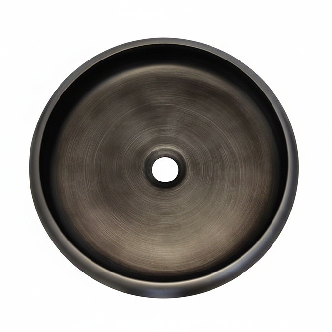 Arezzo 420mm Round Countertop Basin with Waste - Matt Black/Silver