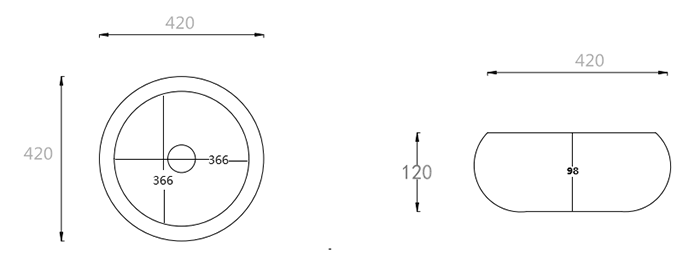 Arezzo 420mm Round Countertop Basin with Waste - Matt Black/Silver