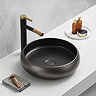 Arezzo 420mm Round Countertop Basin with Waste - Matt Black/Silver