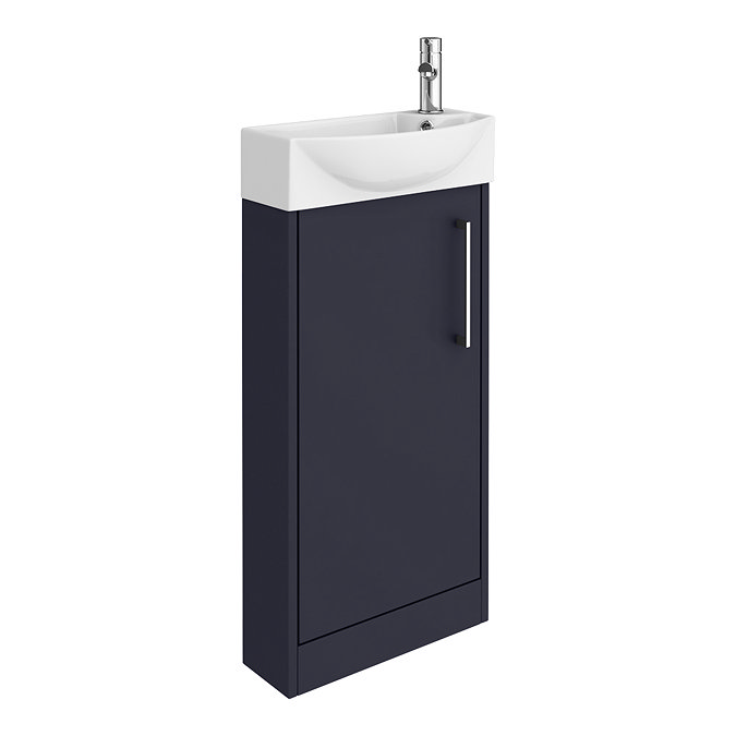 Arezzo Matt Blue 450mm 1TH Floor Standing Cloakroom Vanity Unit  In Bathroom Large Image