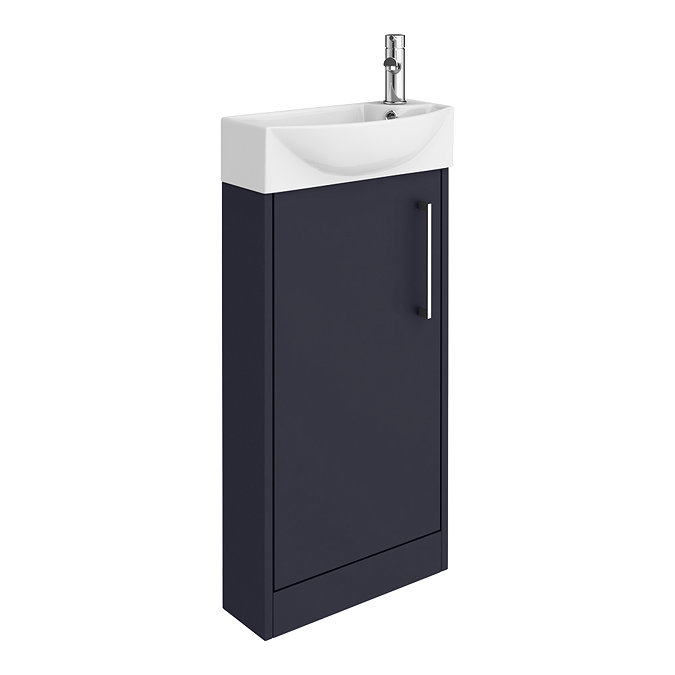Arezzo Matt Blue 450mm 1TH Floor Standing Cloakroom Vanity Unit In Bathroom Large Image