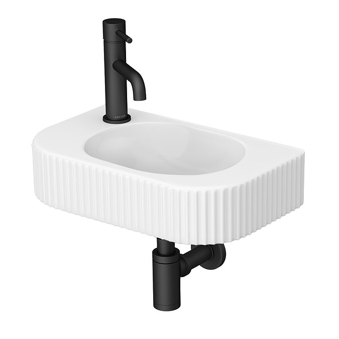 Arezzo Fluted Wall Hung Basin 450 x 270mm - 1 Tap Hole
