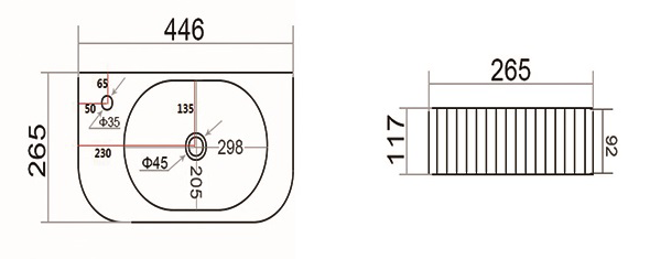 Arezzo 450 x 270mm Fluted Wall Hung Basin 1TH