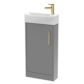 Arezzo 450mm 1TH Floor Standing Cloakroom Vanity Unit With Brushed Brass Handle Medium Image