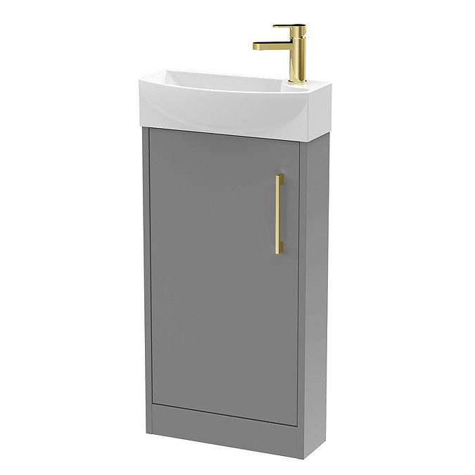 Arezzo 450mm 1TH Floor Standing Cloakroom Vanity Unit With Brushed Brass Handle Large Image