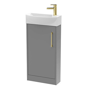 Arezzo 450mm 1TH Floor Standing Cloakroom Vanity Unit With Brushed Brass Handle  Profile Large Image