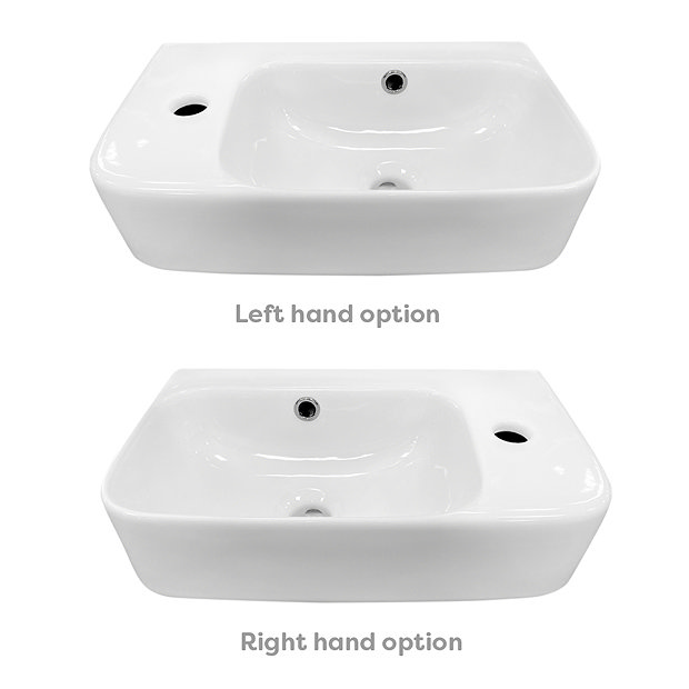 Arezzo 455 x 270mm Curved Offset Wall Hung 1TH Cloakroom Basin  In Bathroom Large Image
