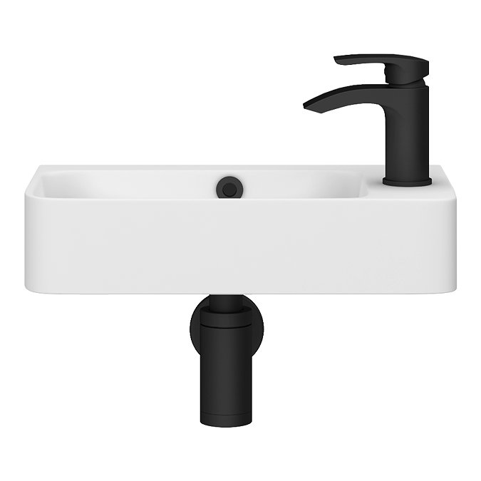 Arezzo 455 x 270mm Curved Offset Wall Hung Cloakroom Basin – 1 Tap Hole