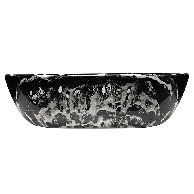 Arezzo 455 x 325mm Curved Rectangular Counter Top Basin - Gloss Black Marble Effect  Standard Large 