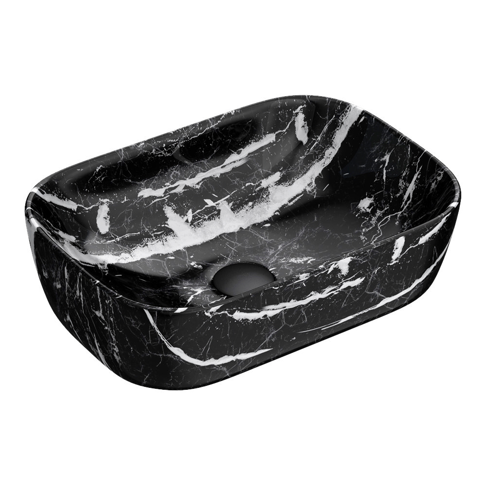 Arezzo 455 x 325mm Curved Rectangular Counter Top Basin - Gloss Black ...