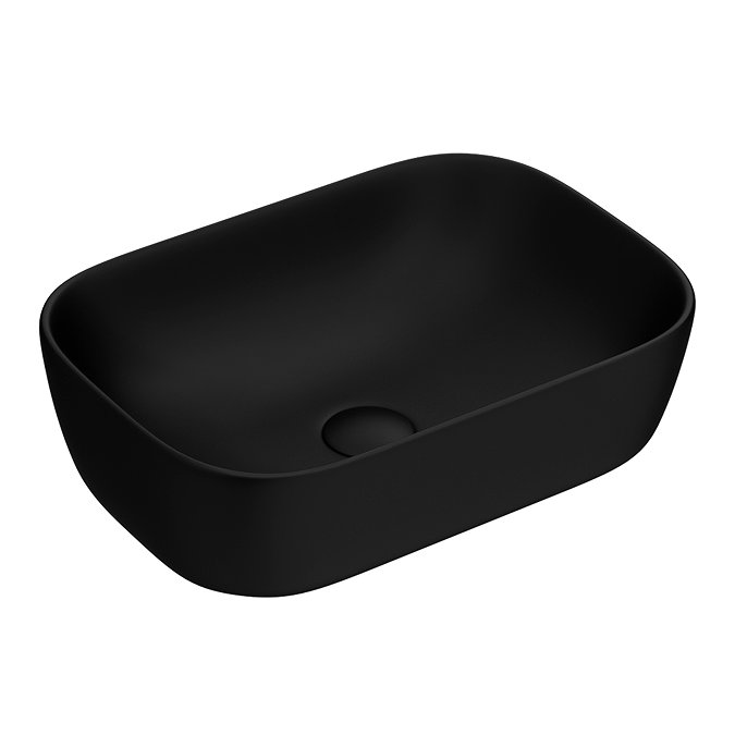 Arezzo 455 x 325mm Matt Black Coloured Curved Rectangular Counter Top Basin  Profile Large Image