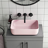 Arezzo Pink Counter Top Basin – 455 x 325mm Curved Ceramic Sink Without Tap Hole