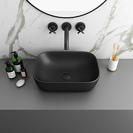Arezzo 465 x 325mm Matt Black Curved Rectangular Counter Top Basin Large Image