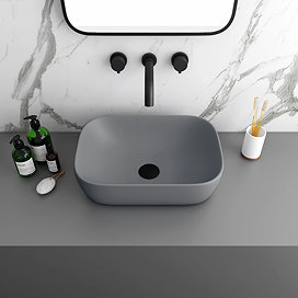 Arezzo 465 x 325mm Matt Grey Curved Rectangular Counter Top Basin