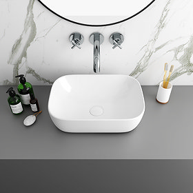 Arezzo 465 x 325mm Gloss White Curved Rectangular Counter Top Basin Large Image