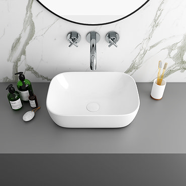 Arezzo 465 x 325mm Gloss White Curved Rectangular Counter Top Basin