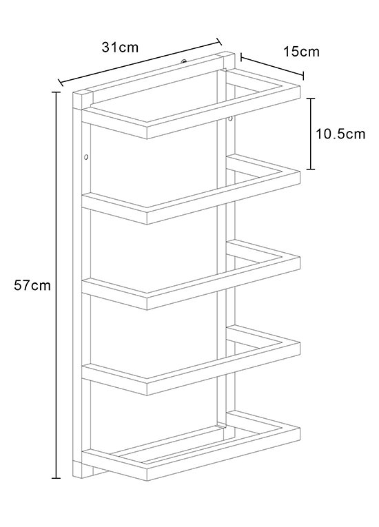 Arezzo 5 Tier Towel Rack - Brushed Brass