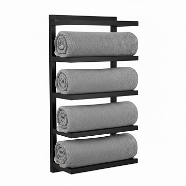 Arezzo 5 Tier Wall Mounted Towel Rack in Matt Black