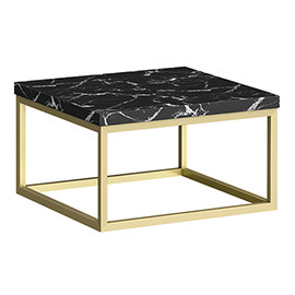 Arezzo 500 Black Marble Effect Worktop with Brushed Brass Wall Mounted Frame Medium Image