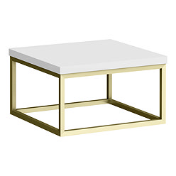 Arezzo 500 Gloss White Stone Resin Worktop with Brushed Brass Towel Rail Frame Large Image