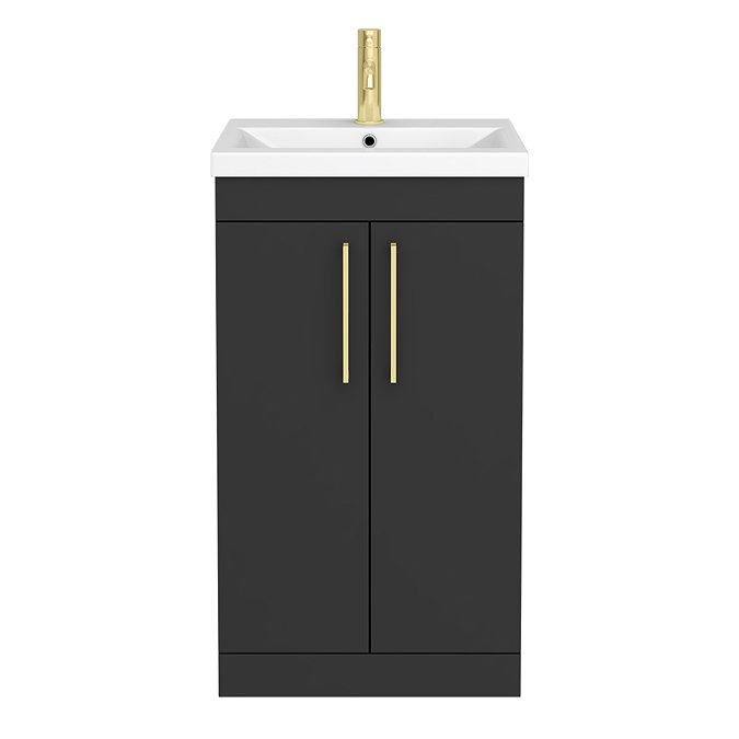 Arezzo 500 Matt Black Floor Standing Vanity Unit with Brushed Brass Handles