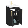 Arezzo 500 Matt Black Floor Standing Vanity Unit with Brushed Brass Handles