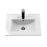 Arezzo 500 Matt Black Floor Standing Vanity Unit with Gloss White Slimline Basin + Brushed Brass Handles