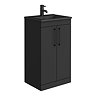 Arezzo 500 Matt Black Floor Standing Vanity Unit with Matt Black Slimline Basin + Handles