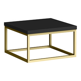 Arezzo 500 Matt Black Stone Resin Worktop with Brushed Brass Wall Mounted Frame Large Image