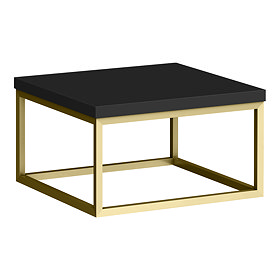 Arezzo 500 Matt Black Stone Resin Worktop with Brushed Brass Wall Mounted Frame Large Image