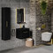 Arezzo 500 Matt Black Wall Hung 1-Drawer Vanity Unit with Matt Black Slimline Basin + Brushed Brass Handle