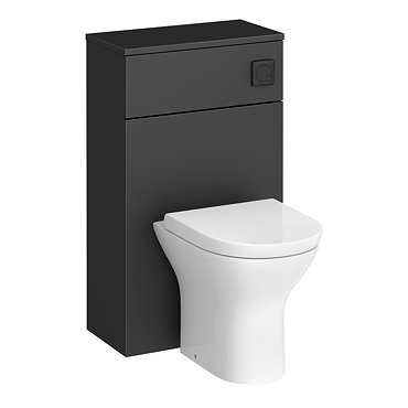 Arezzo 500 Matt Black WC Unit with Cistern, Matt Black Flush + Modern Pan