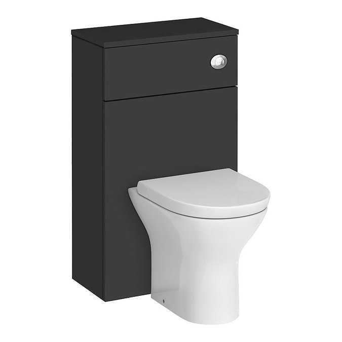 Arezzo 500 Matt Black WC Unit with Cistern + Modern Pan Large Image