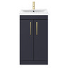 Arezzo 500 Matt Blue Floor Standing Vanity Unit with Brushed Brass Handles  Standard Large Image