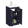 Arezzo 500 Matt Blue Floor Standing Vanity Unit with Brushed Brass Handles  In Bathroom Large Image