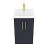 Arezzo 500 Matt Blue Floor Standing Vanity Unit with Brushed Brass Handles  additional Large Image