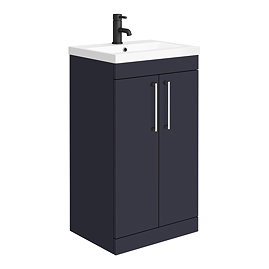 Arezzo 500 Matt Blue Floor Standing Vanity Unit with Chrome Handles Large Image