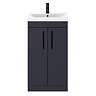 Arezzo 500 Matt Blue Floor Standing Vanity Unit with Matt Black Handles  Standard Large Image