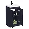 Arezzo 500 Matt Blue Floor Standing Vanity Unit with Matt Black Handles  In Bathroom Large Image