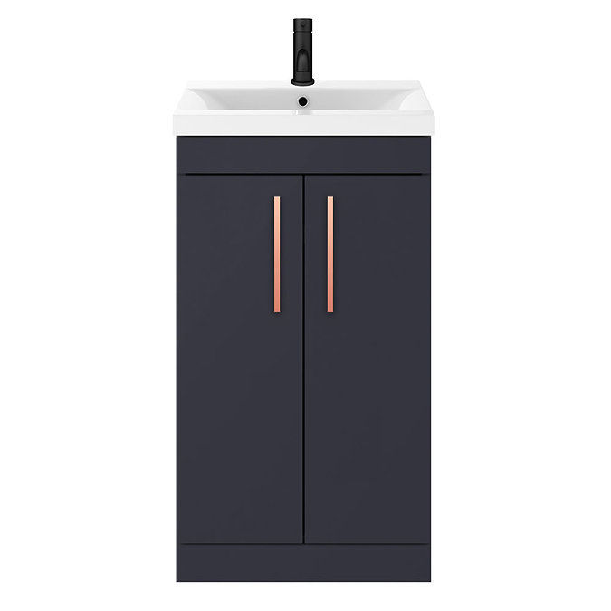 Arezzo 500 Matt Blue Floor Standing Vanity Unit with Rose Gold Handles  Feature Large Image