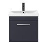 Arezzo 500 Matt Blue Wall Hung 1-Drawer Vanity Unit with Chrome Handle  Standard Large Image