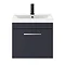 Arezzo 500 Matt Blue Wall Hung 1-Drawer Vanity Unit with Chrome Handle Standard Large Image