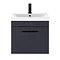 Arezzo 500 Matt Blue Wall Hung 1-Drawer Vanity Unit with Matt Black Handle  Standard Large Image