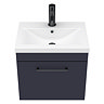 Arezzo 500 Matt Blue Wall Hung 1-Drawer Vanity Unit with Matt Black Handle  additional Large Image