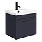 Arezzo 500 Matt Blue Wall Hung 1-Drawer Vanity Unit with Matt Black Handle Large Image