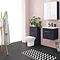 Arezzo 500 Matt Blue Wall Hung 1-Drawer Vanity Unit with Rose Gold Handle  In Bathroom Large Image